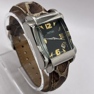 Tattoo Italian Design Women'sโ Quartz Watch Genuine Leather Band- New Battery